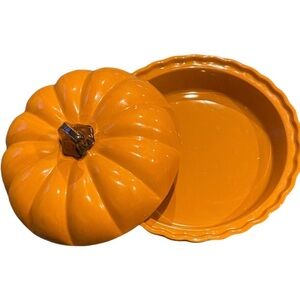 Stir Orange Pumpkin-Shaped Ceramic Dish. 2 Piece.